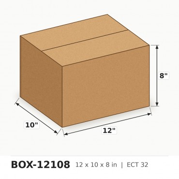12 x 10 x 8 in. ECT 32 Corrugated Box - Per Box, Sold in Bundles of 25