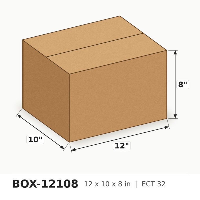12 x 10 x 8 in. ECT 32 Corrugated Box - Per Box, Sold in Bundles of 25