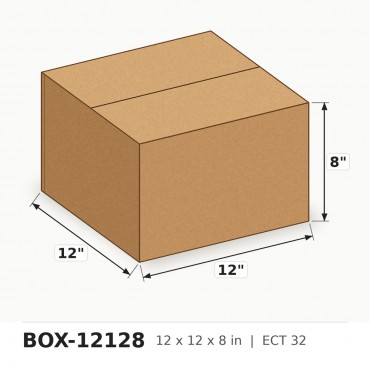 12 x 12 x 8 in. ECT 32 Corrugated Box - Per Box, Sold in Bundles of 25