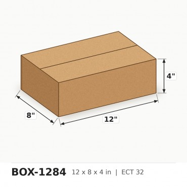 12 x 8 x 4 in. ECT 32 Corrugated Box - Per Box, Sold in Bundles of 25