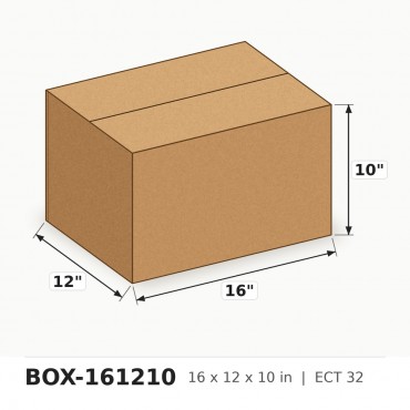16 x 12 x 10 in. ECT 32 Corrugated Box - Per Box, Sold in Bundles of 25
