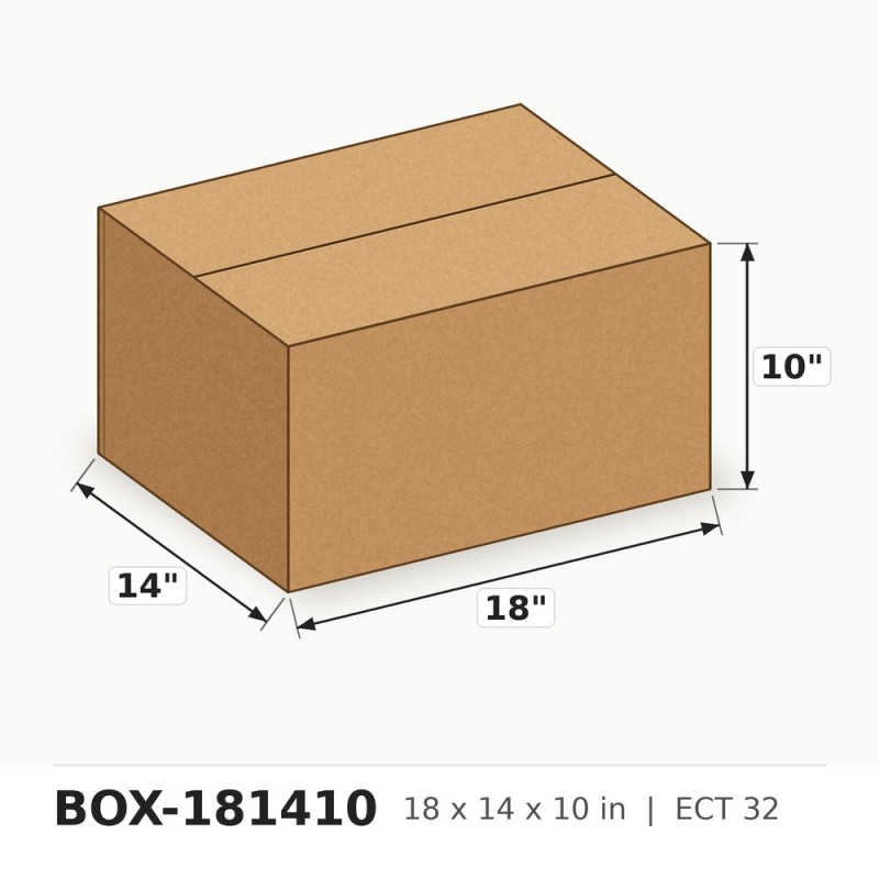 18 x 14 x 10 in. ECT 32 Corrugated Box - Per Box, Sold in Bundles of 25