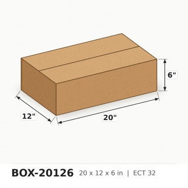 20 x 12 x 6 in. ECT 32 Corrugated Box - Per Box, Sold in Bundles of 25