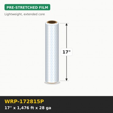 Pre Stretch Wrap 1476 feet x 17 inch 28 gauge (280 in pallet) - Roll