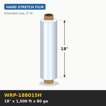 Stretch Wrap 1500 feet x 18 inch 80 gauge (72 in pallet) - Roll