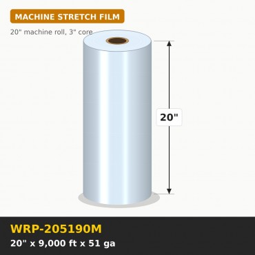 Machine Stretch Wrap 9000 feet x 20 inch 51 gauge (40 in pallet)