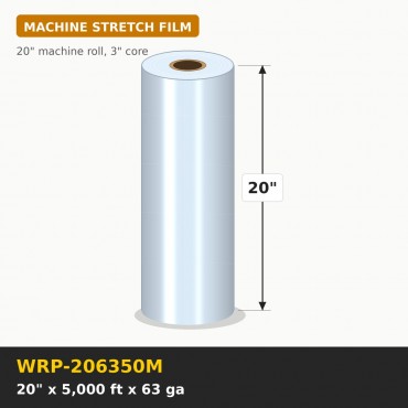 Machine Stretch Wrap 5000 feet x 20 inch 63 gauge (50 in pallet) - Roll