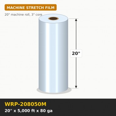 Machine Stretch Wrap 5000 feet x 20 inch 80 gauge (50 in pallet) - Roll