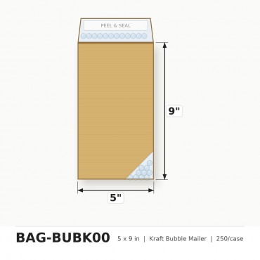 Kraft Bubble Mailer 5x9 inch - Case of 250