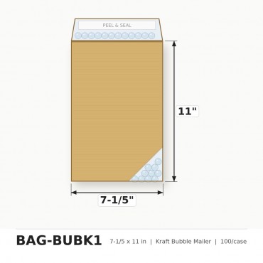 Kraft Bubble Mailer 7 1/5 x 11 inch - Case of 100