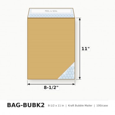 Kraft Bubble Mailer 8 1/2 x 11 inch - Case of 100