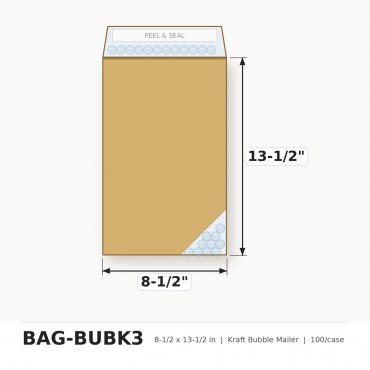 Kraft Bubble Mailer 8 1/2 x 13 1/2 inch - Case of 100