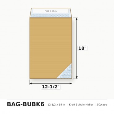 Kraft Bubble Mailer 12 1/2 x 18 inch - Case of 50