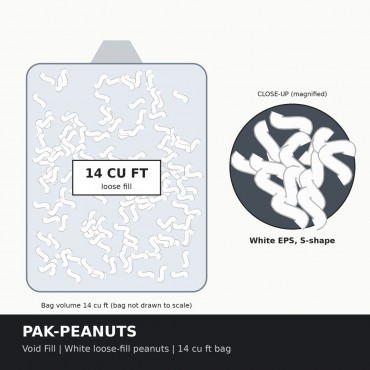 White Loose-Fill Packing Peanuts - 14 cu ft Bag