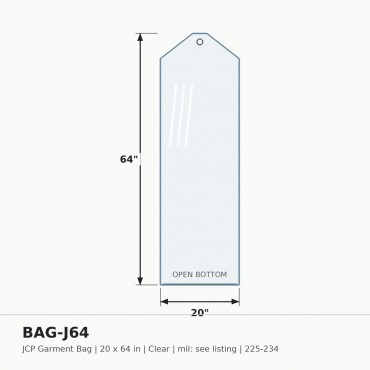 Poly Bag J.C.P. 20X64 - Box of 225-234 bags