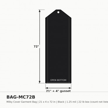 Milky Cover Bag 21X4X72"; 22lb; 1.25mil; BLACK - Box (22 lb)