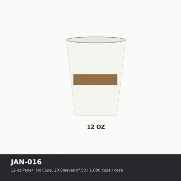 12 oz Paper Hot Cups, 20 Sleeves of 50 - Case of 1,000 cups