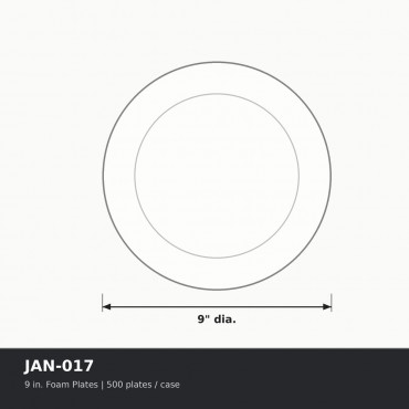 9 in. Foam Plates - Case of 500 plates