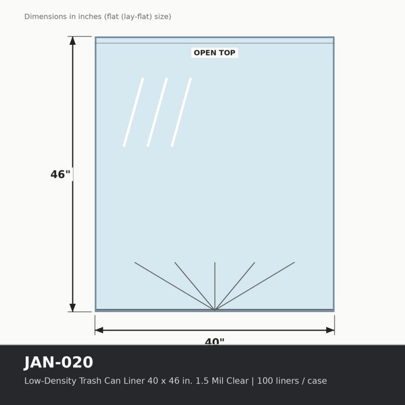 Low-Density Trash Can Liner 40 x 46 in. 1.5 Mil Clear - Case of 100 liners