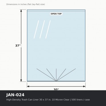 High-Density Trash Can Liner 30 x 37 in. 10 Micron Clear - Case of 500 liners