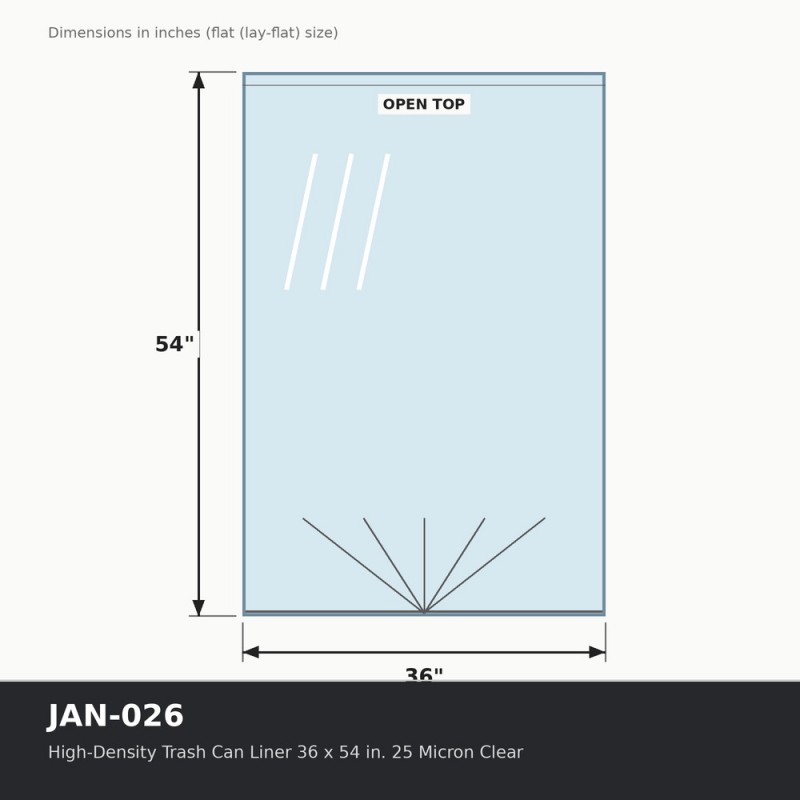 High-Density Trash Can Liner 36 x 54 in. 25 Micron Clear