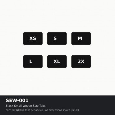 Black Small Woven Size Tabs - Each