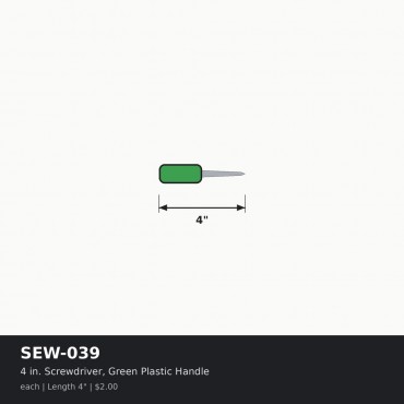 4 in. Screwdriver, Green Plastic Handle - Each